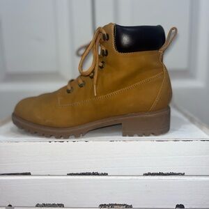 Tan Lace-Up Ankle Boots